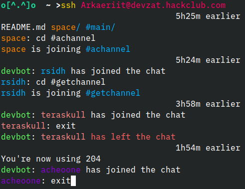 A picture of the chatroom